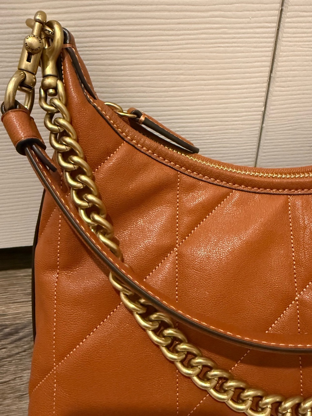 COACH Juliet Quilted Shoulder Bag 25 in Amber Brown NWOT/PRICE FIRM - Picture 7 of 11